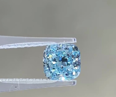 大型 鮮明な合成CVD 実験室で育てたブルーダイヤモンド 5.3ct クッションカット