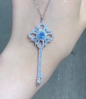 IGIラボ 成長したダイヤモンド 宝石 青 丸 18k 白 金 婚約 1.05 カラット