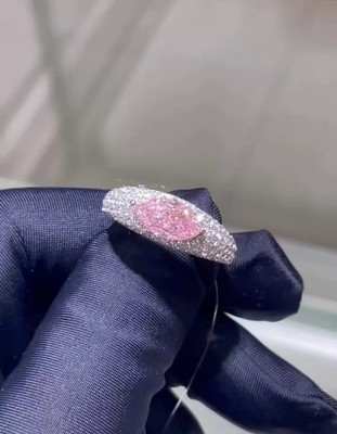 マルキースラボで育てた ダイヤモンド 宝石 ピンク CVD ダイヤモンド リング 18k ホワイト ゴールド テストに合格