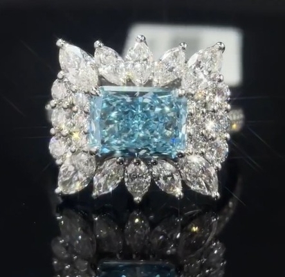 2.20ct ブルー・ラボ・グルーン・ダイヤモンド・リング